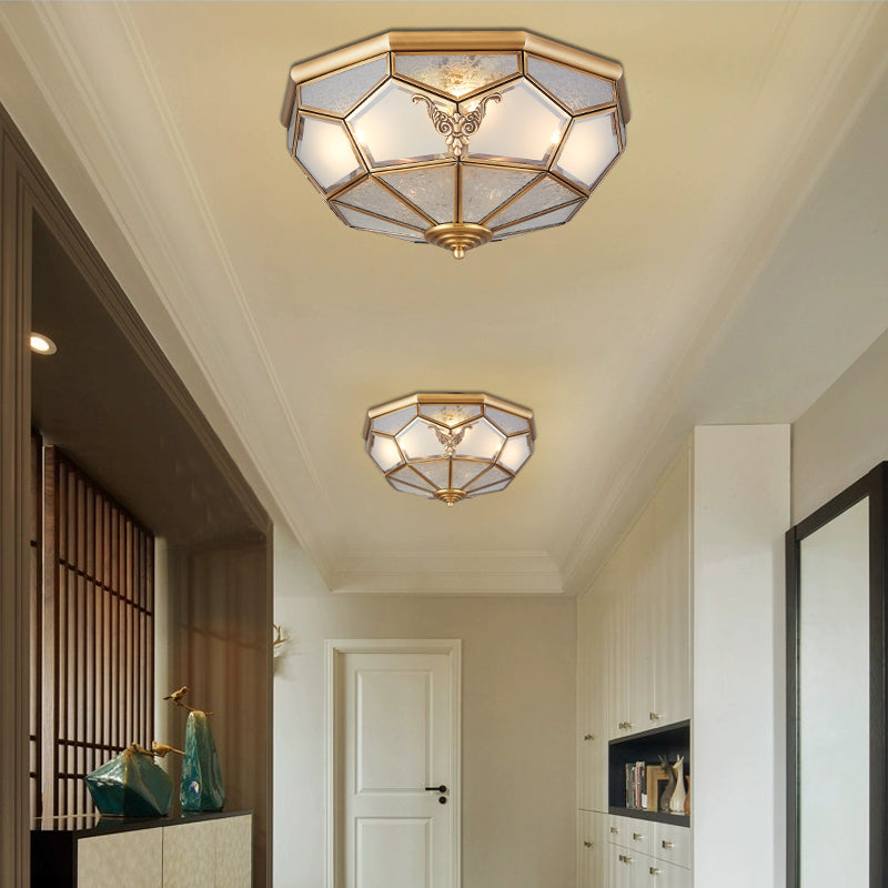 Sleek Gold Bowl-Shaped Metal Semi Flush Chandelier Ceiling Light - Simplicity meets Elegance for Corridors