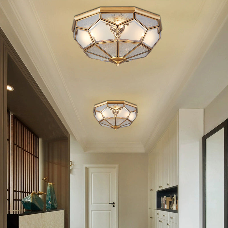 Sleek Gold Bowl-Shaped Metal Semi Flush Chandelier Ceiling Light - Simplicity meets Elegance for Corridors