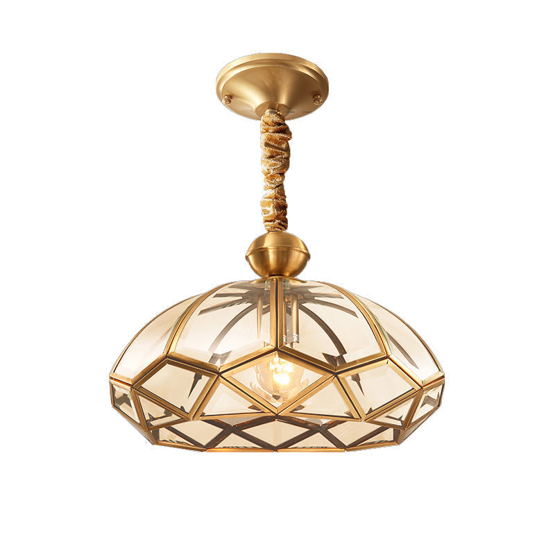 Minimalist Gold Single-Bulb Ceiling Pendant Light With Metal Geometric Shape
