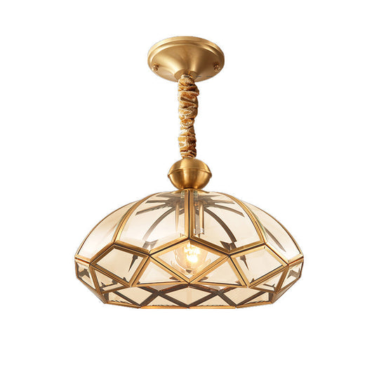 Minimalist Gold Single-Bulb Ceiling Pendant Light With Metal Geometric Shape