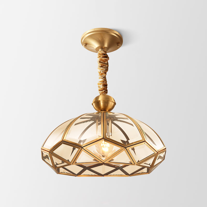 Minimalist Gold Single-Bulb Ceiling Pendant Light With Metal Geometric Shape
