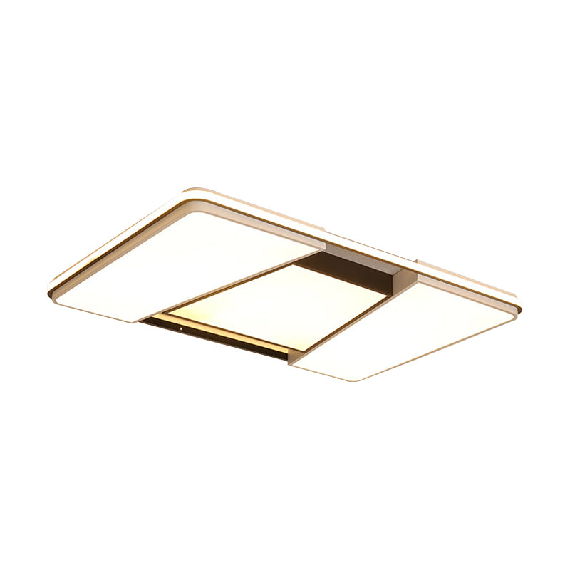 Rectangular Acrylic Ceiling Light For Modern Living Rooms - Warm/White Led Flush Mount Lamp