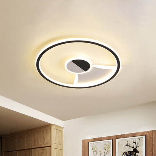 Simple Style LED Acrylic Flush Ceiling Light – Black/White, 16"/19.5"/23.5" Dia LED Ceiling Lamp for Bedroom (Warm/White)