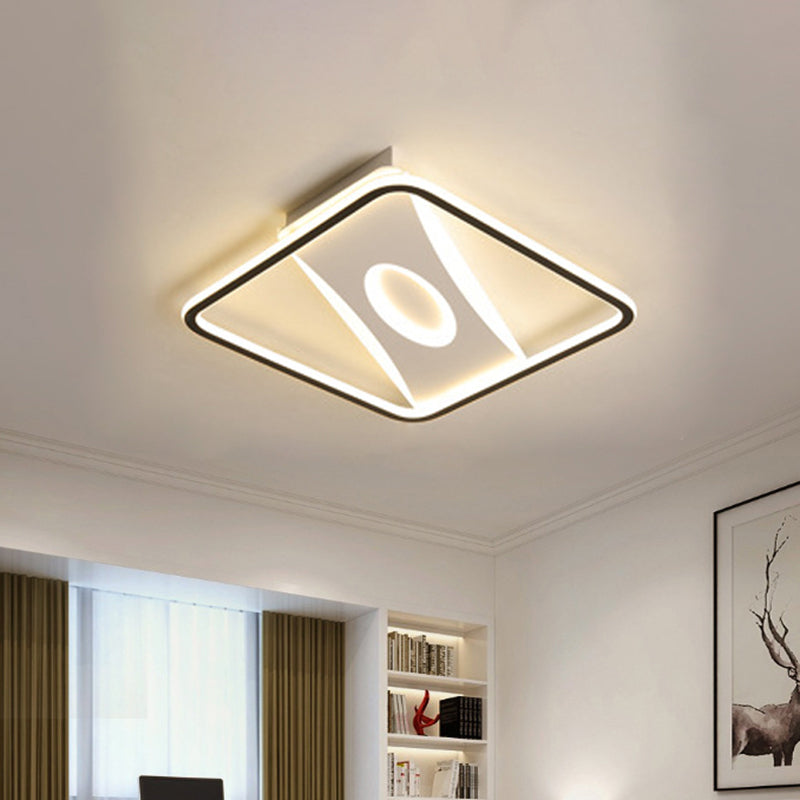 Modern Black and White LED Ceiling Light for Bedroom - Square/Rectangular Acrylic Flush Mount in Warm/White, Multiple Sizes Available