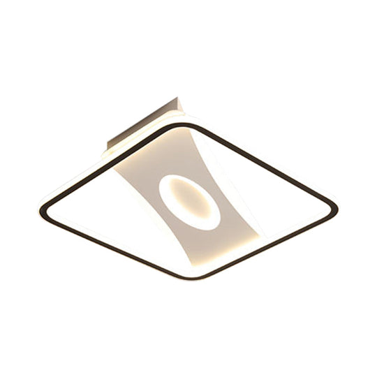 Modern Black and White LED Ceiling Light for Bedroom - Square/Rectangular Acrylic Flush Mount in Warm/White, Multiple Sizes Available