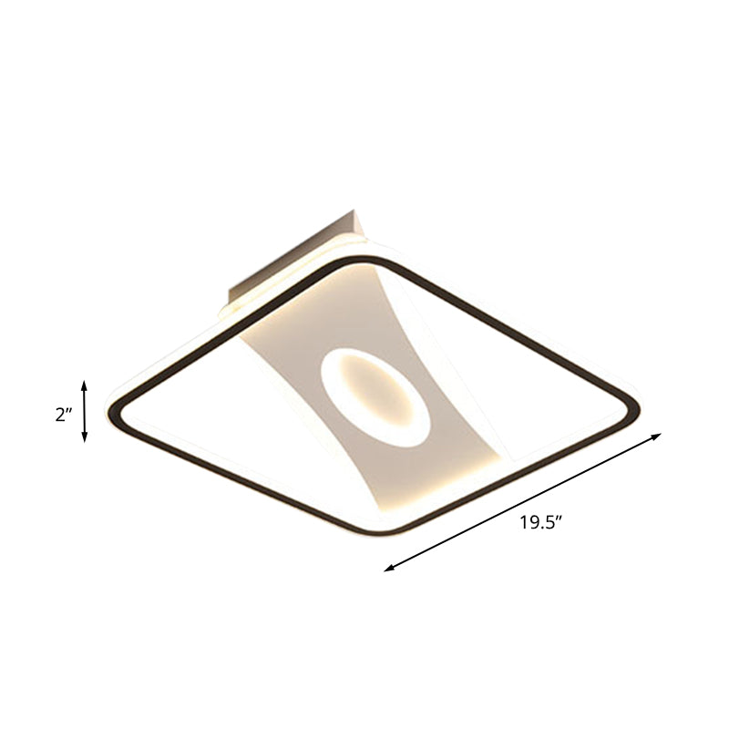 Modern Black and White LED Ceiling Light for Bedroom - Square/Rectangular Acrylic Flush Mount in Warm/White, Multiple Sizes Available