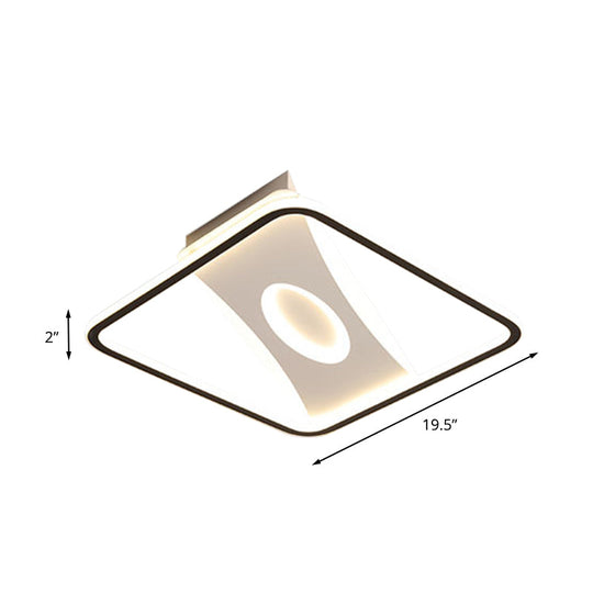 Modern Black and White LED Ceiling Light for Bedroom - Square/Rectangular Acrylic Flush Mount in Warm/White, Multiple Sizes Available