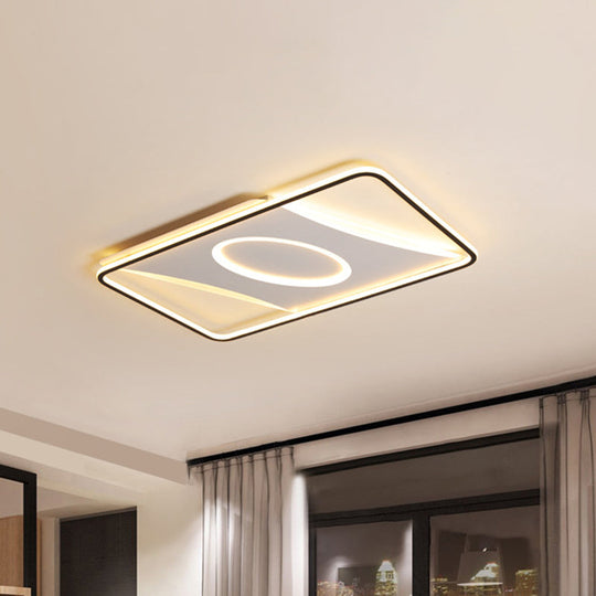 Modern Black and White LED Ceiling Light for Bedroom - Square/Rectangular Acrylic Flush Mount in Warm/White, Multiple Sizes Available