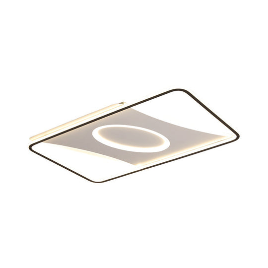 Modern Black and White LED Ceiling Light for Bedroom - Square/Rectangular Acrylic Flush Mount in Warm/White, Multiple Sizes Available