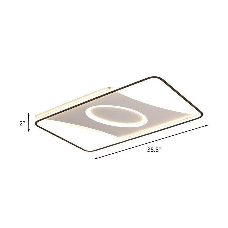 Modern Black and White LED Ceiling Light for Bedroom - Square/Rectangular Acrylic Flush Mount in Warm/White, Multiple Sizes Available