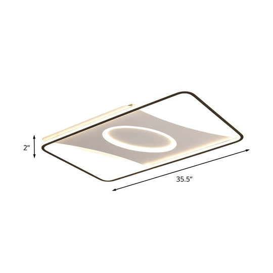 Modern Black and White LED Ceiling Light for Bedroom - Square/Rectangular Acrylic Flush Mount in Warm/White, Multiple Sizes Available