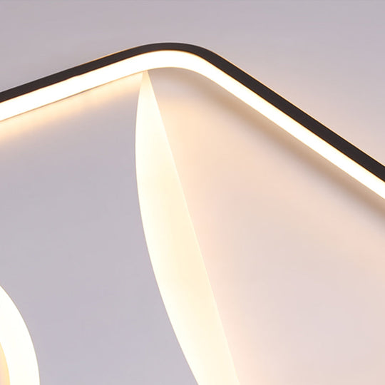 Modern Black and White LED Ceiling Light for Bedroom - Square/Rectangular Acrylic Flush Mount in Warm/White, Multiple Sizes Available