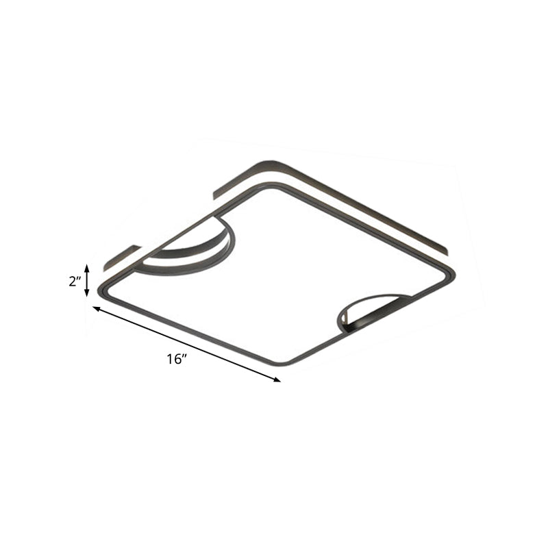 Modern Rectangular/Square Acrylic Flush Ceiling Light, LED Ceiling Lamp in Black/White, Warm/White (16"/19.5"/35.5" W)