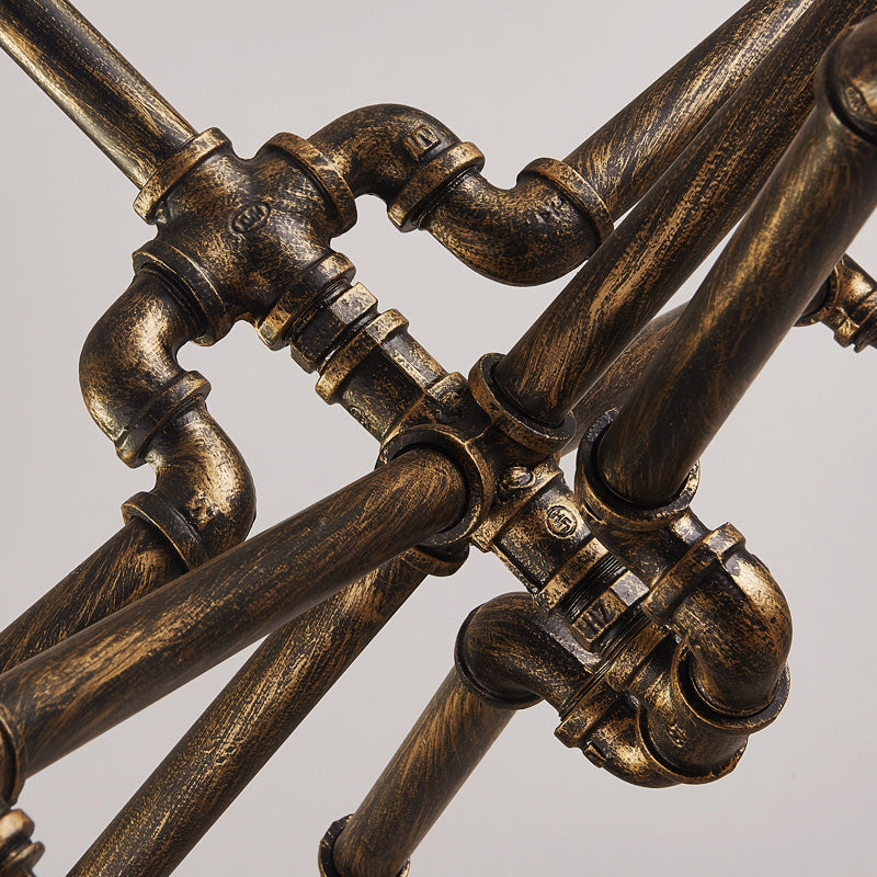 Lustre rustique en forme de tuyau en argent/bronze vieilli avec ampoule exposée - Lampe suspendue d'intérieur à 6/8 têtes