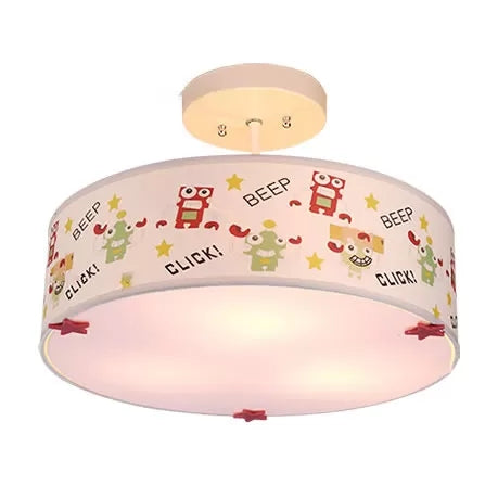 Animal Nursery Acrylic Drum Semi Flushmount Ceiling Light