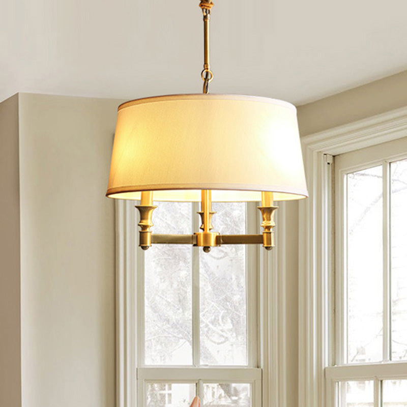 Contemporary Gold Candlestick Chandelier Pendant Light With Empire Shade - 3 Heads