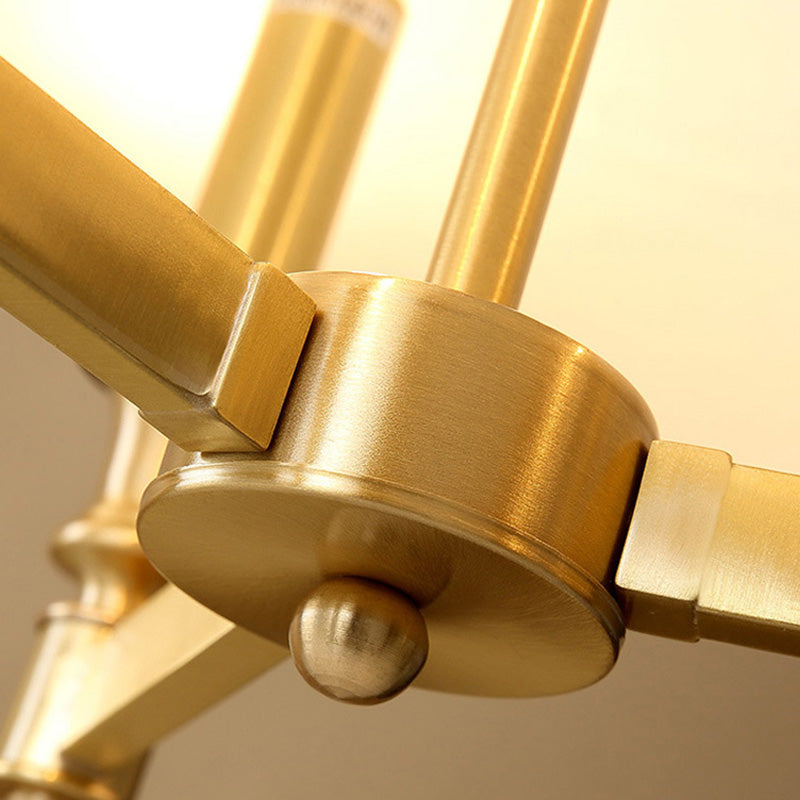 Lustre chandelier contemporain en or - 3 têtes - Suspension en métal avec abat-jour empire