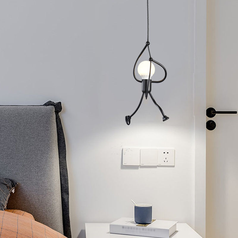 Iron Climbing Man Single-Bulb Pendant Light - Stylish Black Ceiling Decor
