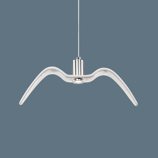 Seagull Resin Suspension Pendant Ceiling Light: Artistic Single-Bulb Fixture For Restaurants