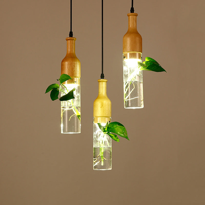 Viola - Glass Bottle Shaped Planter Light - Clear Glass Bedroom Pendant