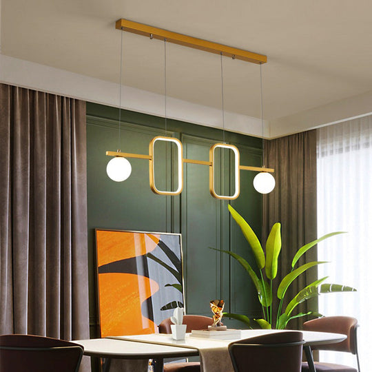 Minimalist Metal Dining Room Island Ceiling Light With Symmetrical Geometric Led Design And Cream