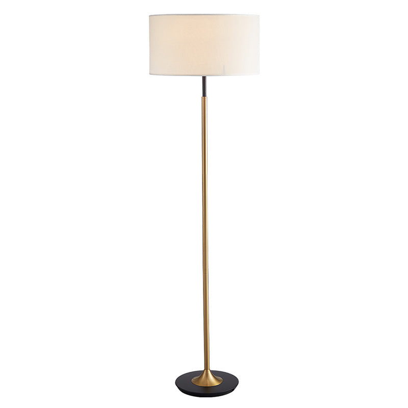 Minimalist Drum-Shaped Floor Lamp - Single Bulb Fabric Shade