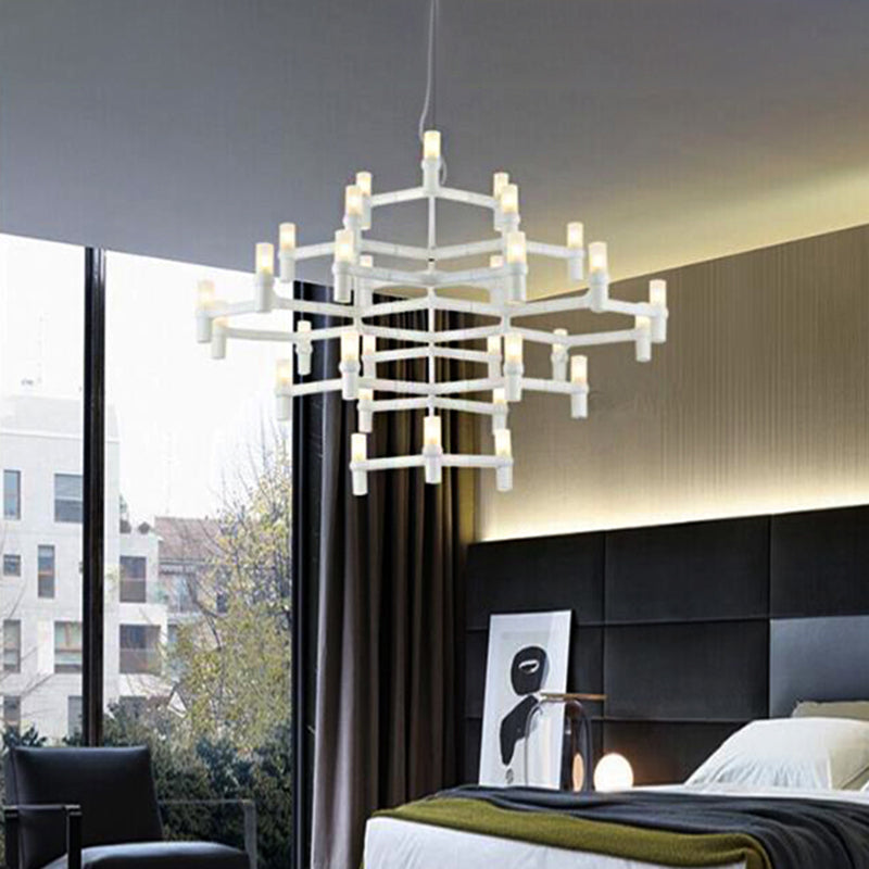 Modern Nordic Led Chandelier Lamp - Multi Layered Black/Silver/White Living Room Hanging Light