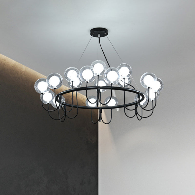 Modern Black Glass LED Chandelier for Living Room - Hanging Ceiling Lamp