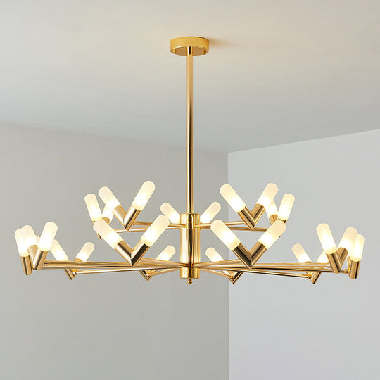 Modern Brass Tube Ceiling Chandelier - 10/30 Light Metal Fixture for Dining Room