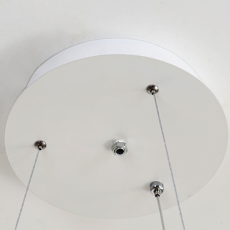 Lustre rond moderne en acrylique noir et blanc - Suspension LED pour salle à manger - Éclairage chaud/blanc