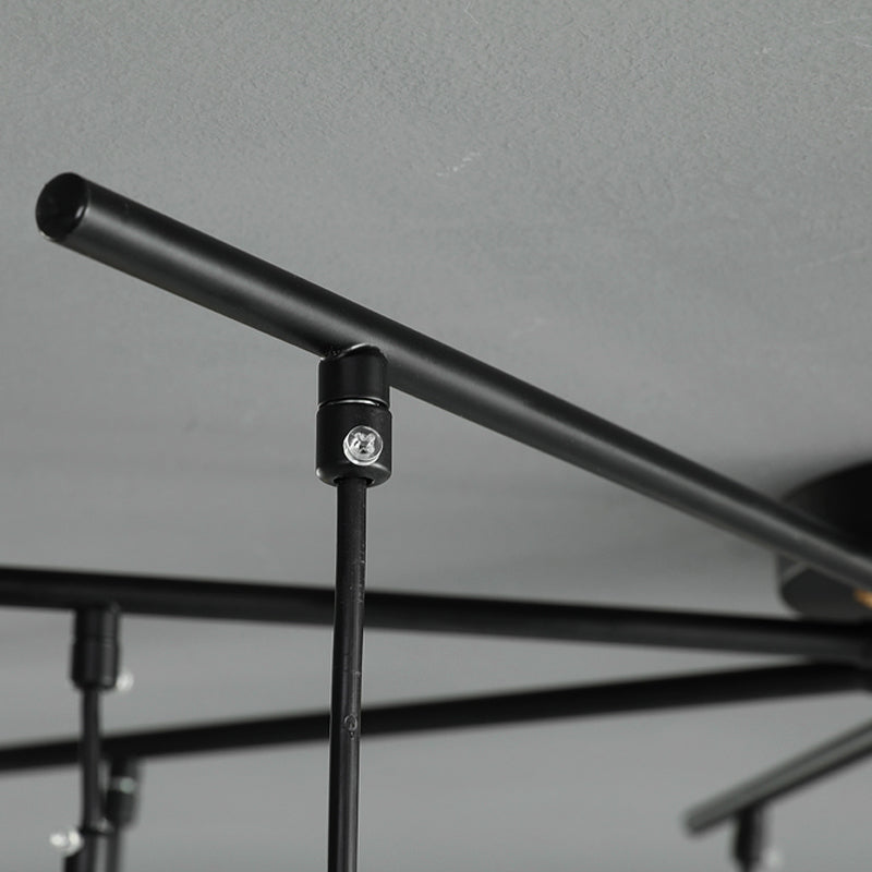 Modern Black Starburst Chandelier with Opal Glass - Elegant Hanging Lamp for Bedroom - 4/7/9 Lights