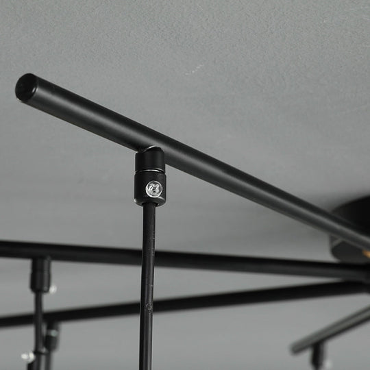 Modern Black Starburst Chandelier with Opal Glass - Elegant Hanging Lamp for Bedroom - 4/7/9 Lights