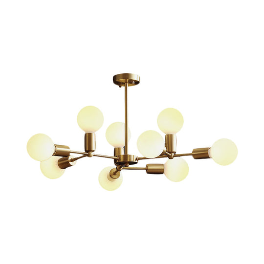 Modern Opal Glass Branch Chandelier with Brass Arm - 6/9/12 Lights - Bedroom Hanging Light