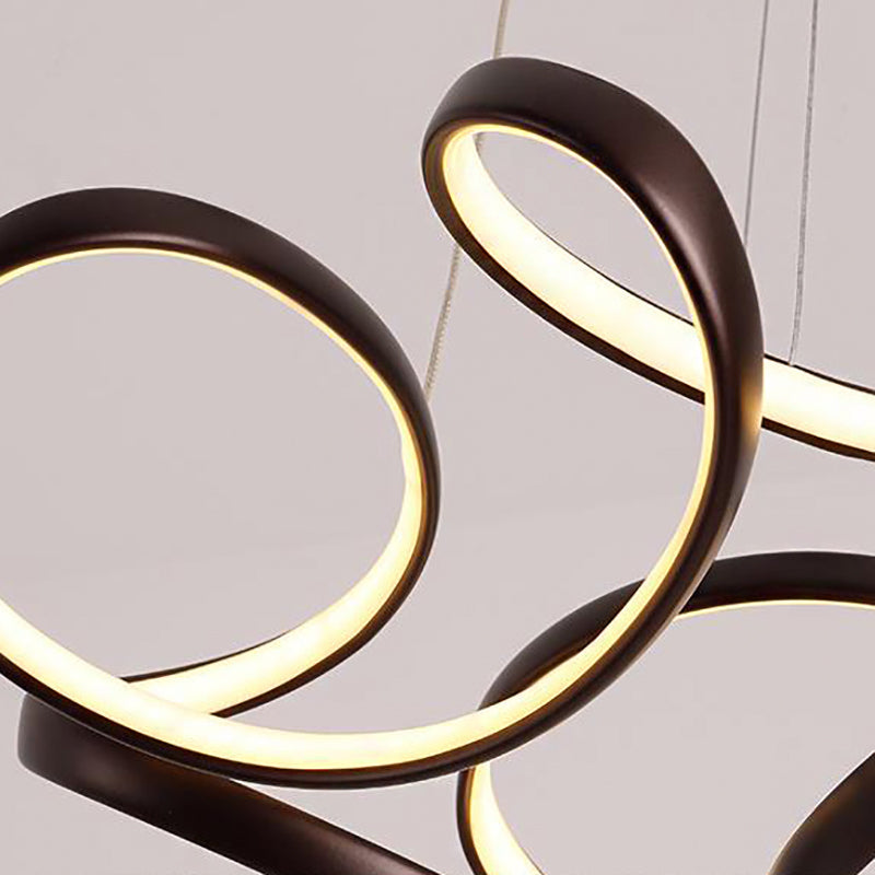 Lustre LED simple en acrylique doré/café, idéal pour la salle à manger, 14"/19,5" de large