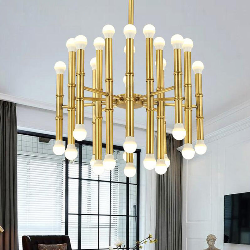Modern Metal Flute Chandelier - 30 Lights - Black/Silver/Gold - Perfect for Living Room