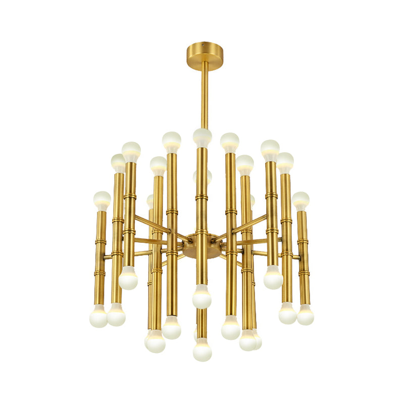 Modern Metal Flute Chandelier - 30 Lights - Black/Silver/Gold - Perfect for Living Room
