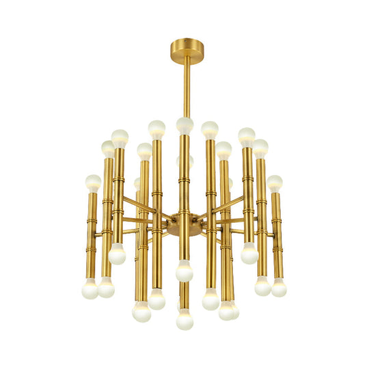 Modern Metal Flute Chandelier - 30 Lights - Black/Silver/Gold - Perfect for Living Room