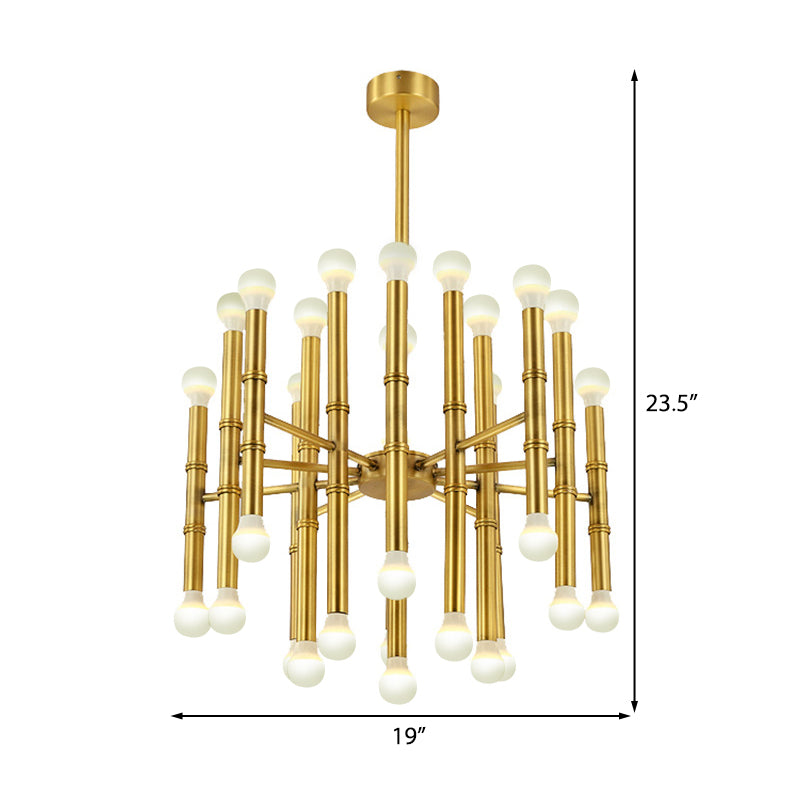 Modern Metal Flute Chandelier - 30 Lights - Black/Silver/Gold - Perfect for Living Room
