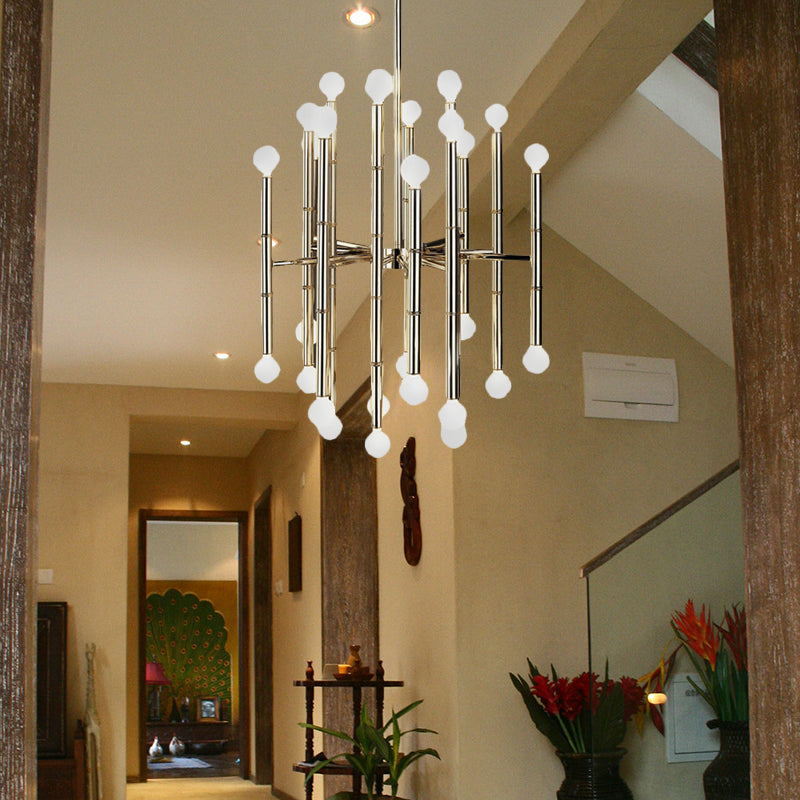 Modern Metal Flute Chandelier - 30 Lights - Black/Silver/Gold - Perfect for Living Room
