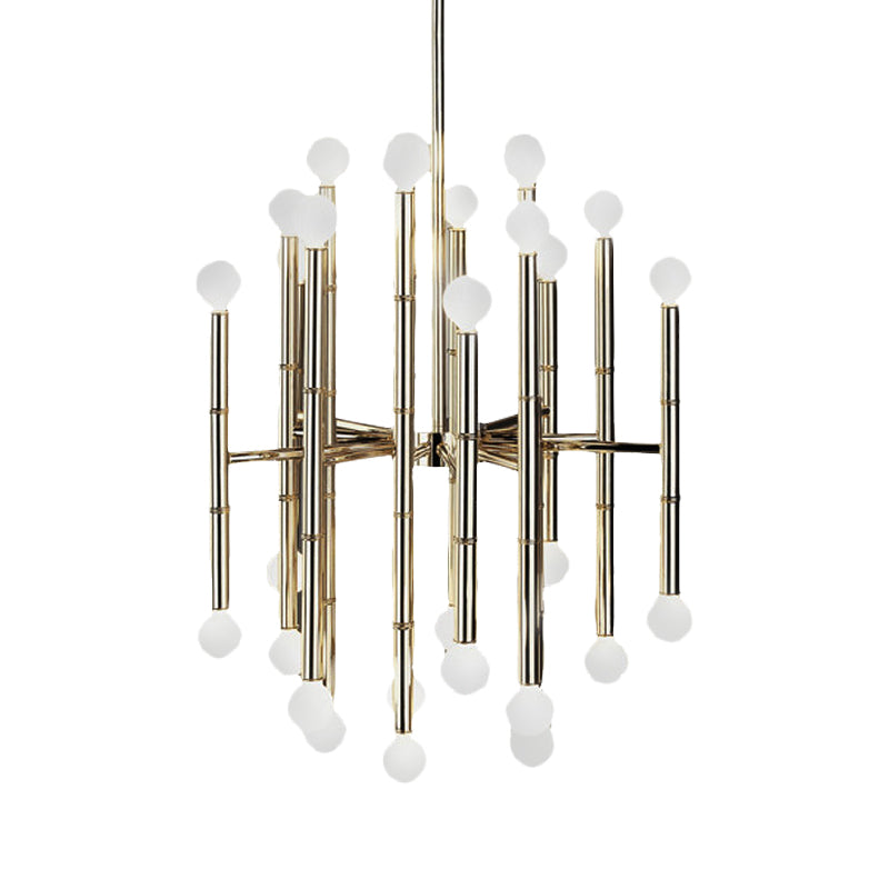 Modern Metal Flute Chandelier - 30 Lights - Black/Silver/Gold - Perfect for Living Room