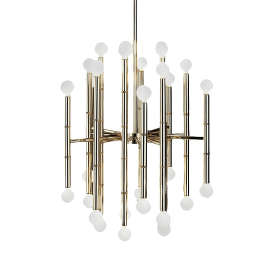 Modern Metal Flute Chandelier - 30 Lights - Black/Silver/Gold - Perfect for Living Room