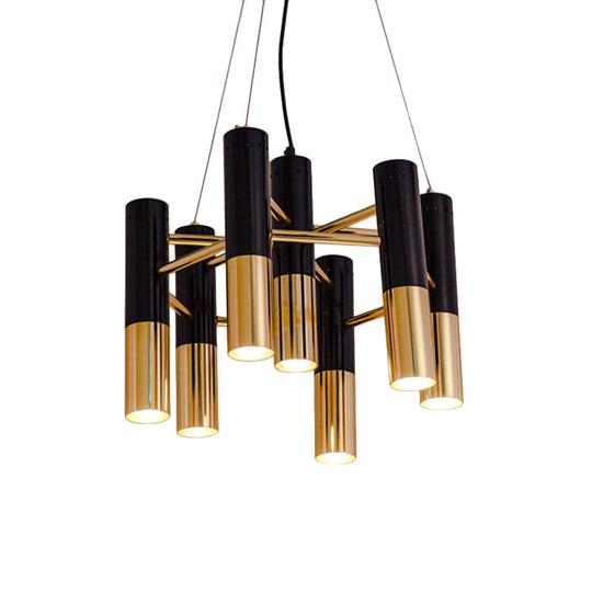 Modern Tube Chandelier Light - Gold Metal, 7/13/19 Lights, Warm Lighting, for Living Room