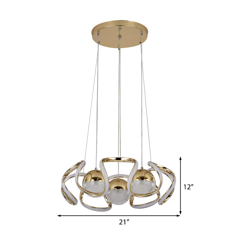 Modern Gold Acrylic LED Chandelier Light for Dining Room Ceiling
