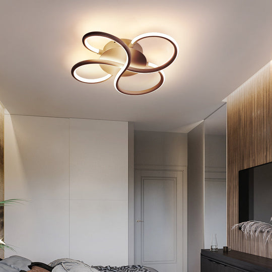 Modern Led Flower-Shaped Acrylic Flush Mount In White/Warm Light - 3 Sizes Available Coffee / 16.5