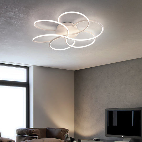 Modern LED Flower-Shaped Acrylic Flush Mount in White/Warm Light - 3 Sizes Available