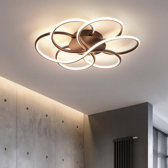 Modern Led Flower-Shaped Acrylic Flush Mount In White/Warm Light - 3 Sizes Available Coffee / 23.5