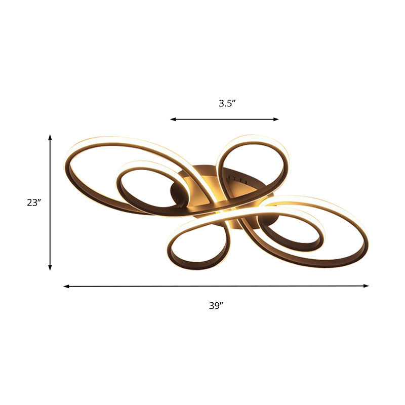 Modernist Acrylic Flower Flush Mount Ceiling Light Fixture - White/Coffee, LED, 23.5"/31.5"/39