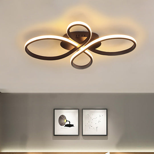 Modernist Acrylic Flower Flush Mount Ceiling Light Fixture - White/Coffee, LED, 23.5"/31.5"/39