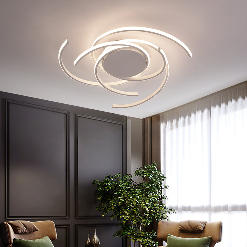 Contemporary 22"/29.5" Wide Twisted Flush Mount Light - LED Acrylic Ceiling Lamp - White/Black