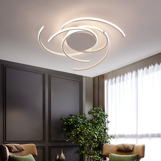 Contemporary 22"/29.5" Wide Twisted Flush Mount Light - LED Acrylic Ceiling Lamp - White/Black
